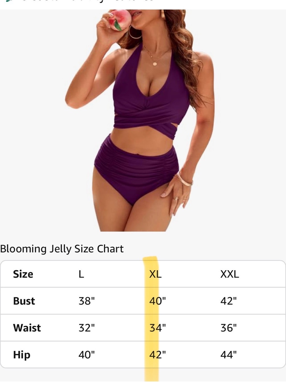 Women's Purple Halter Bikini Set with High-Waist Ruched Bottoms - Picture 7 of 7